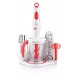 AFRA Japan Hand Blender Set, 700W, Stainless Steel Shaft, Quad Blade System, White/Red, 2 Years Warranty.