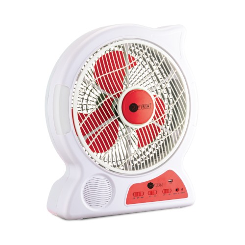 AFRA Japan, Portable Compact Fan, 6V, 12’’, 4.5Ah, Rechargeable, Adjustable, Wide Angle Coverage, LED Night Light, USB Ports, Power Saving, Overcharge Protection, G-MARK, ESMA, ROHS, and CB Certified, With 2 Year Warranty