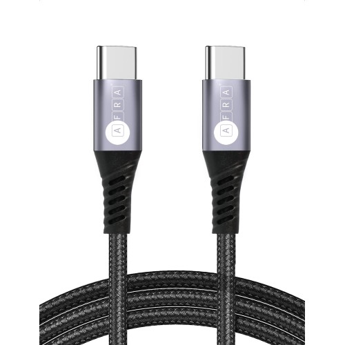 AFRA USB Charging Cable, 3A, 60W, Nylon-Braided Jacket, With Data Transmission, Type C, 1 meter length, Durable, Tangle Free