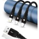 AFRA USB Charging Cable, 2.4A, Nylon-Braided Jacket, With Data Transmission, USB A to Micro-USB + Type C + Lightning Connector, 1.2-meter length, Durable, Tangle Free