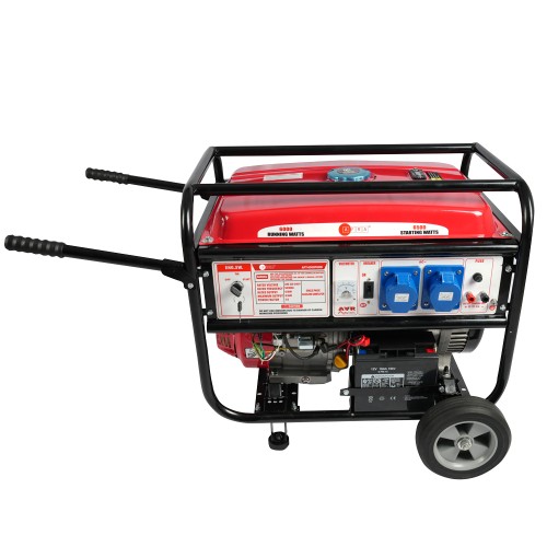 AFRA Gasoline Generator, 6.5KW Maximum, Recoil and Electric Start, 190F Engine, Compact Design, Low Noise, Eco-Friendly, Accessories Included, CE Certified.