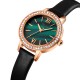 AFRA Ornate Lady’s Watch, Rose Gold Metal Alloy Case, Black Leather Strap, Water Resistant 30m