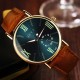 AFRA Triton Gentleman’s Watch, Japanese Design, Rose Gold Metal Alloy Case, Blue Dial, Brown Leather Strap, Water Resistant 30m